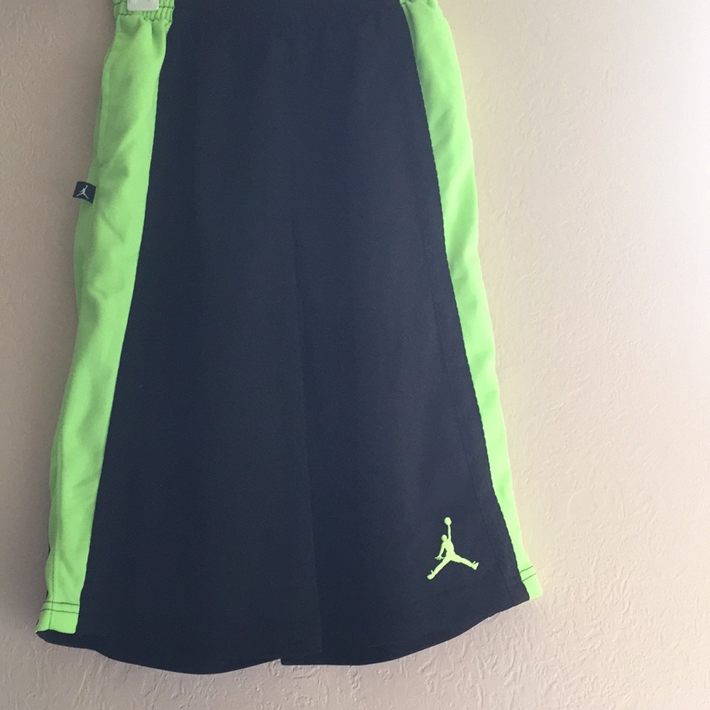 Kids black and green Jordan shorts